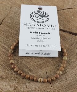 Bracelet Bois Fossile - Perles 4mm, 1 pièce